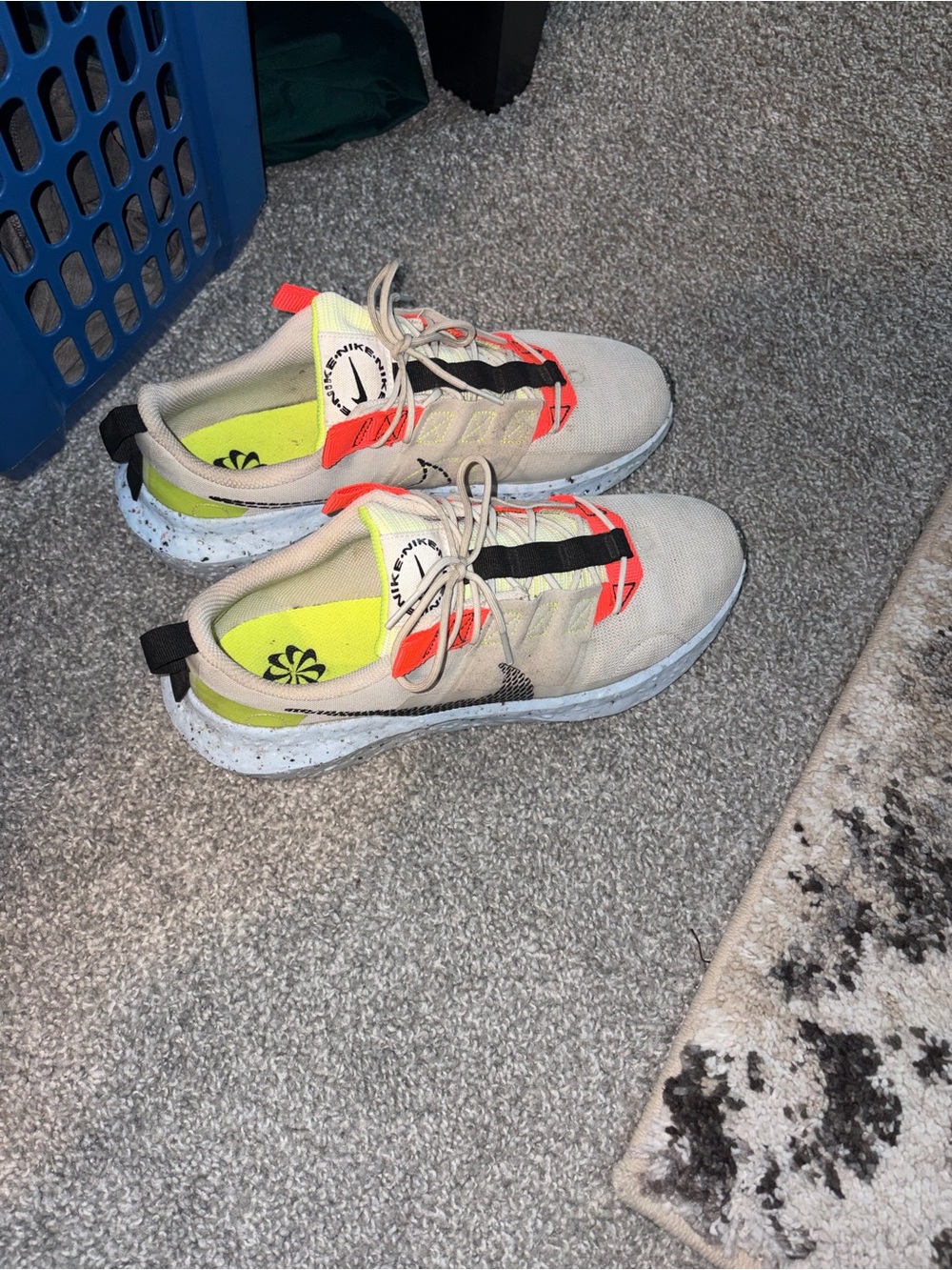 Nike Beige and Neon Running Shoes